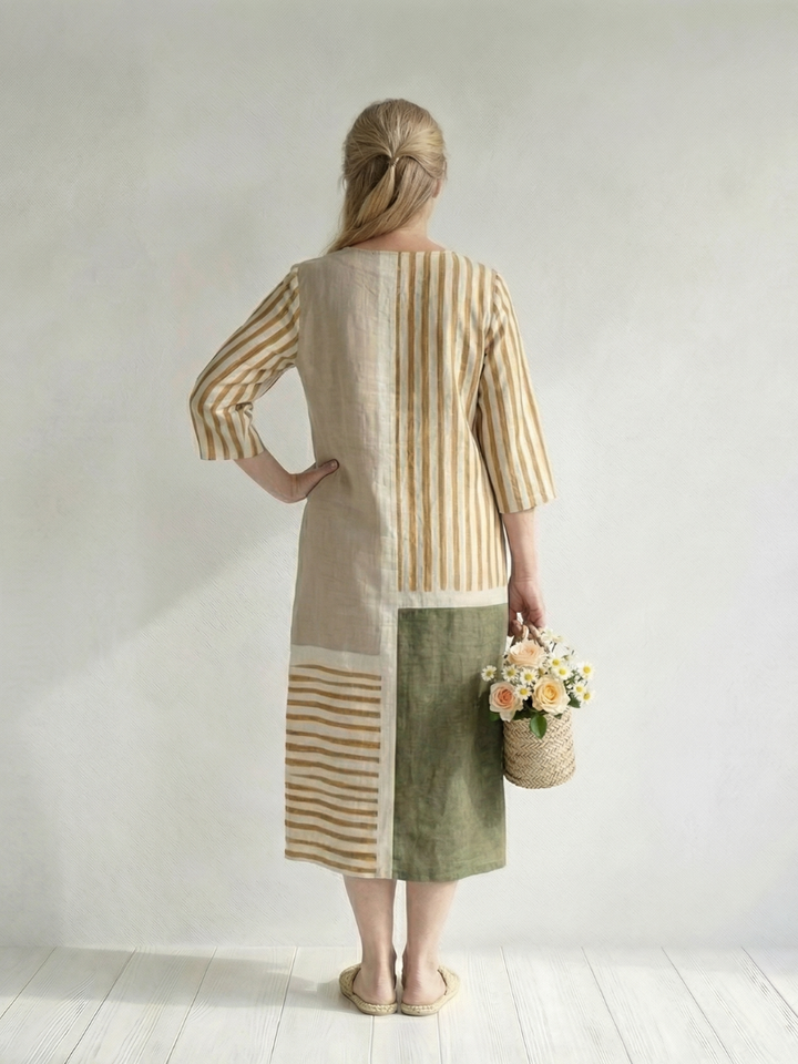 Penny | Light Mixed Stripe Midi Dress