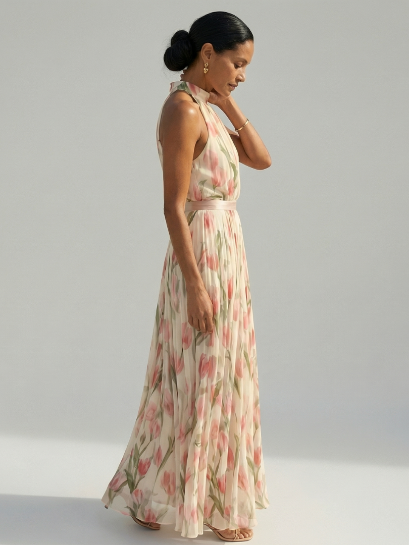 Merit | Halter Neck Floral Midi Dress