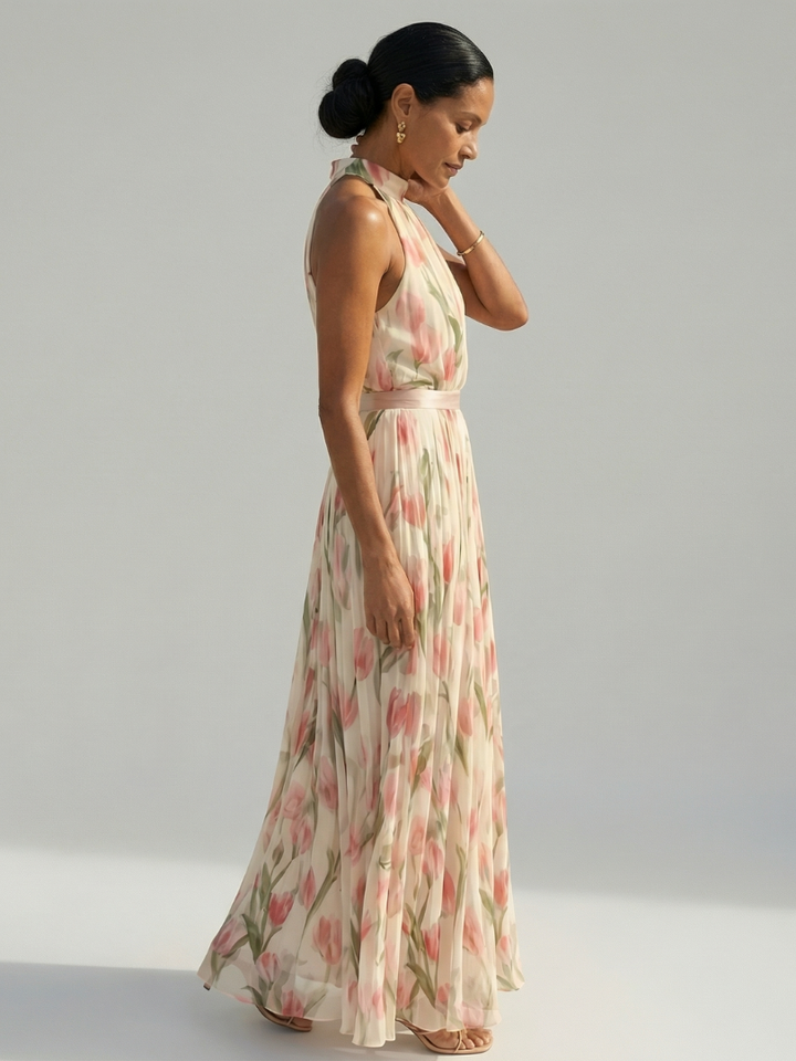 Merit | Halter Neck Floral Midi Dress