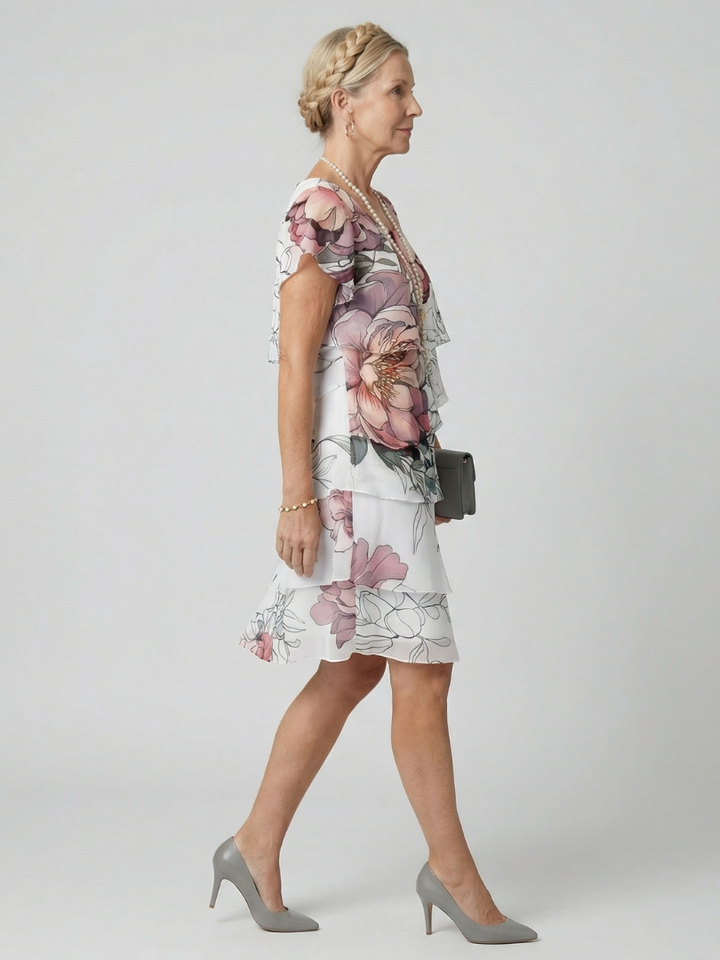 Avery | Clean Floral Knee Length Dress