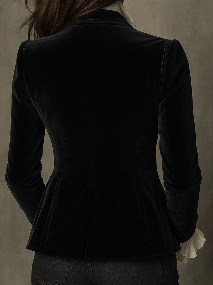 Angela – Velvet Embroidered Statement Blazer