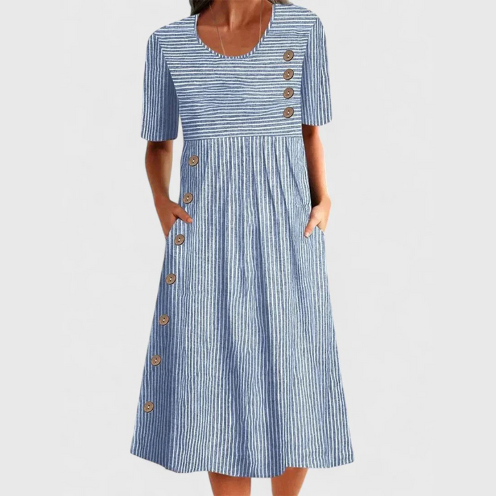Farrah | Striped Button Midi