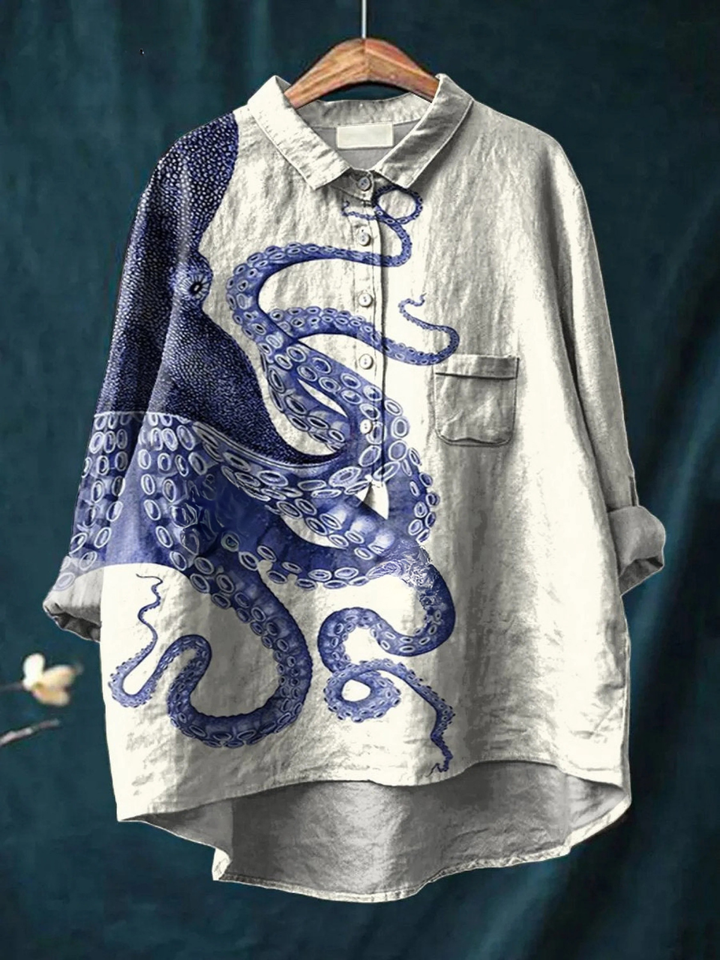 Katelyn | Women's Deep Sea Octopus Tentacles Art Print Casual Shirt