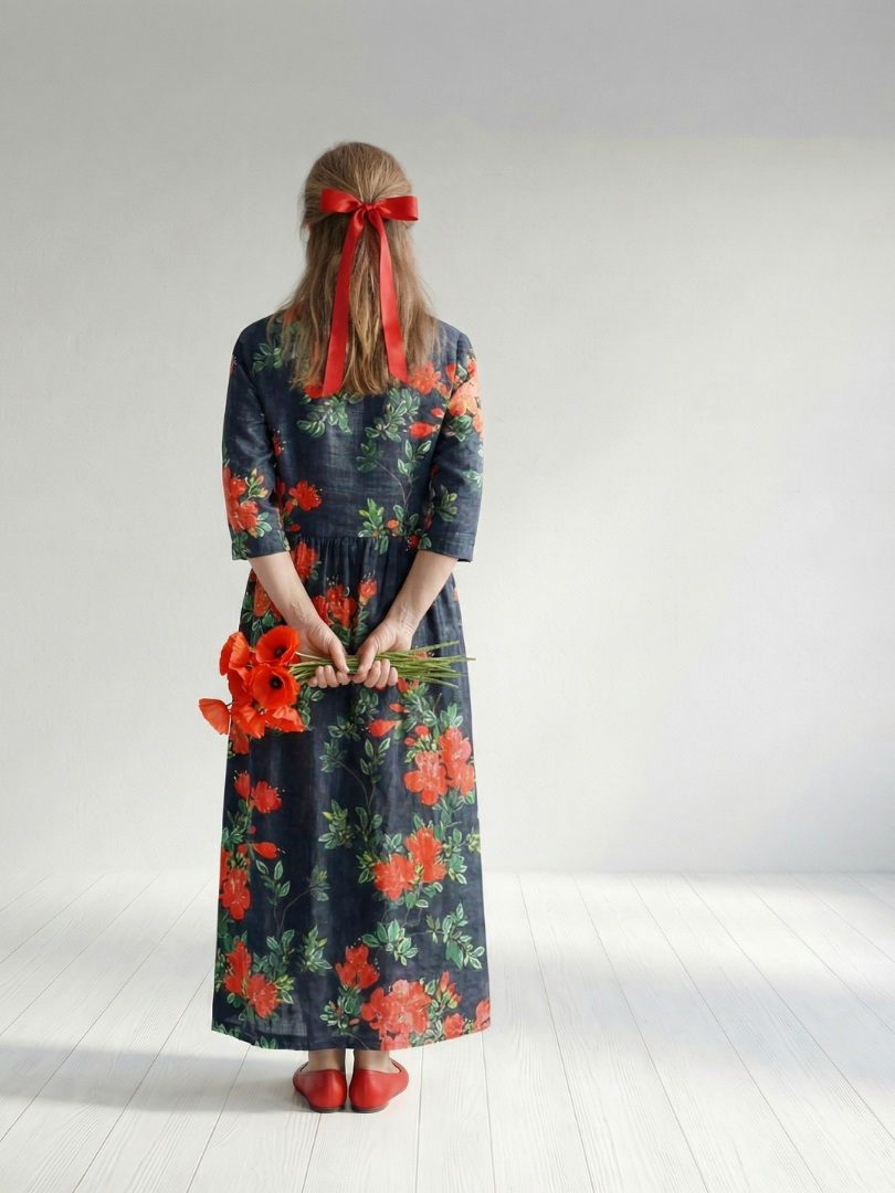 Belinda | Calm Drape Floral Midi Dress