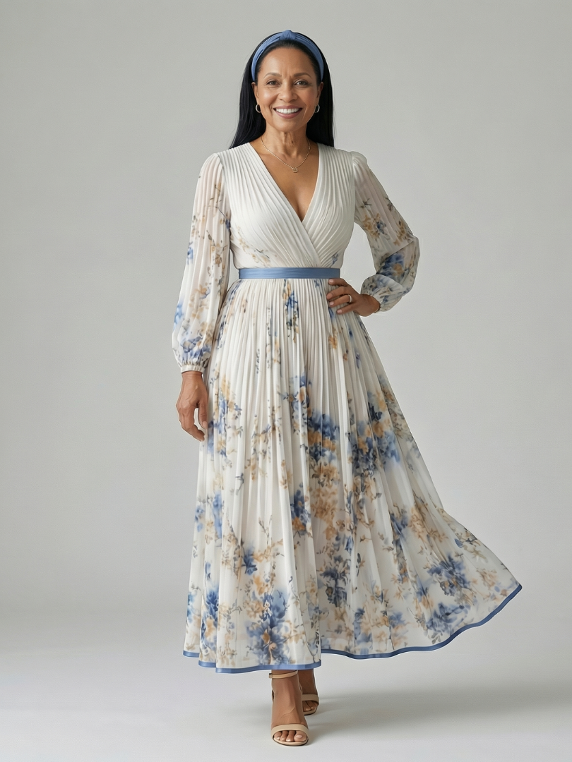 Antonella | Pleated Wrap Midi Dress