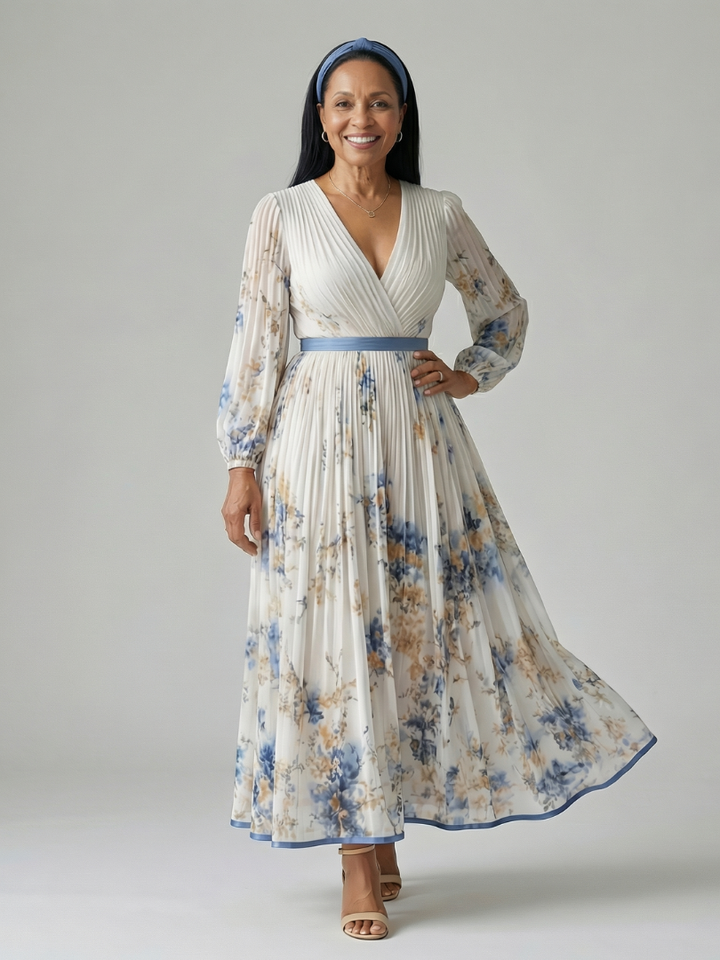 Antonella | Pleated Wrap Midi Dress