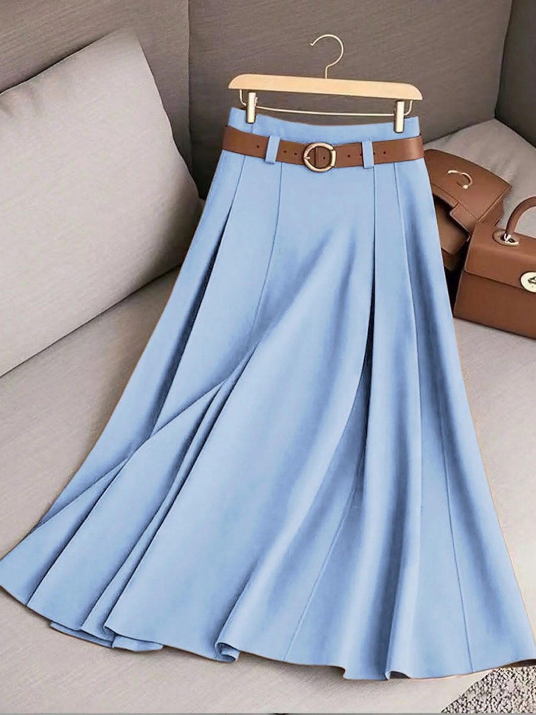 Mariah | Solid Color High Waist a-Line Casual Skirt