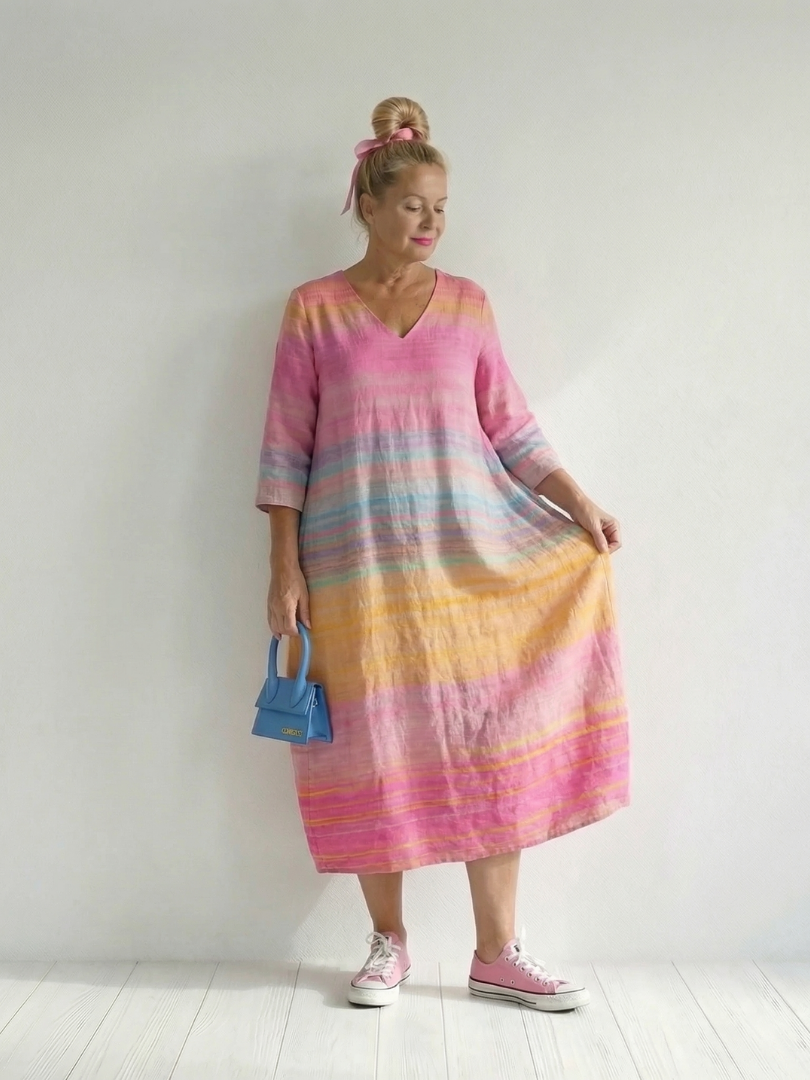 Royal | Ease Gradient Stripe Midi Dress