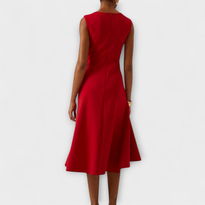 Evie | Draped Asymmetric Midi Dress