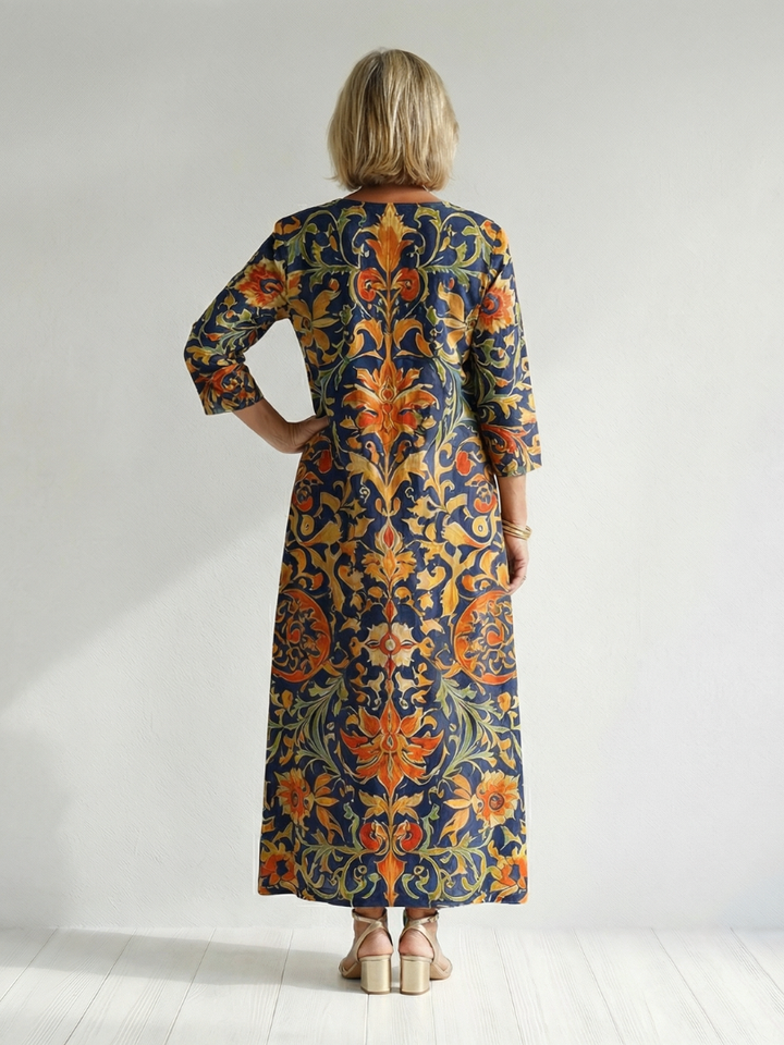 Stevie | Clean Ornate Floral Midi Dress
