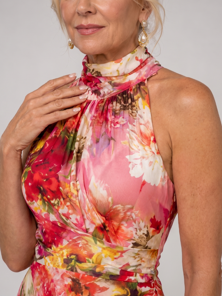 Ella | Halter Floral Print Maxi Dress