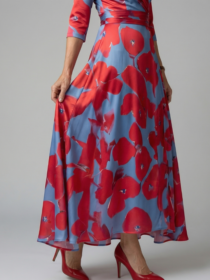 Brya | Cross Wrap Neck Midi Dress