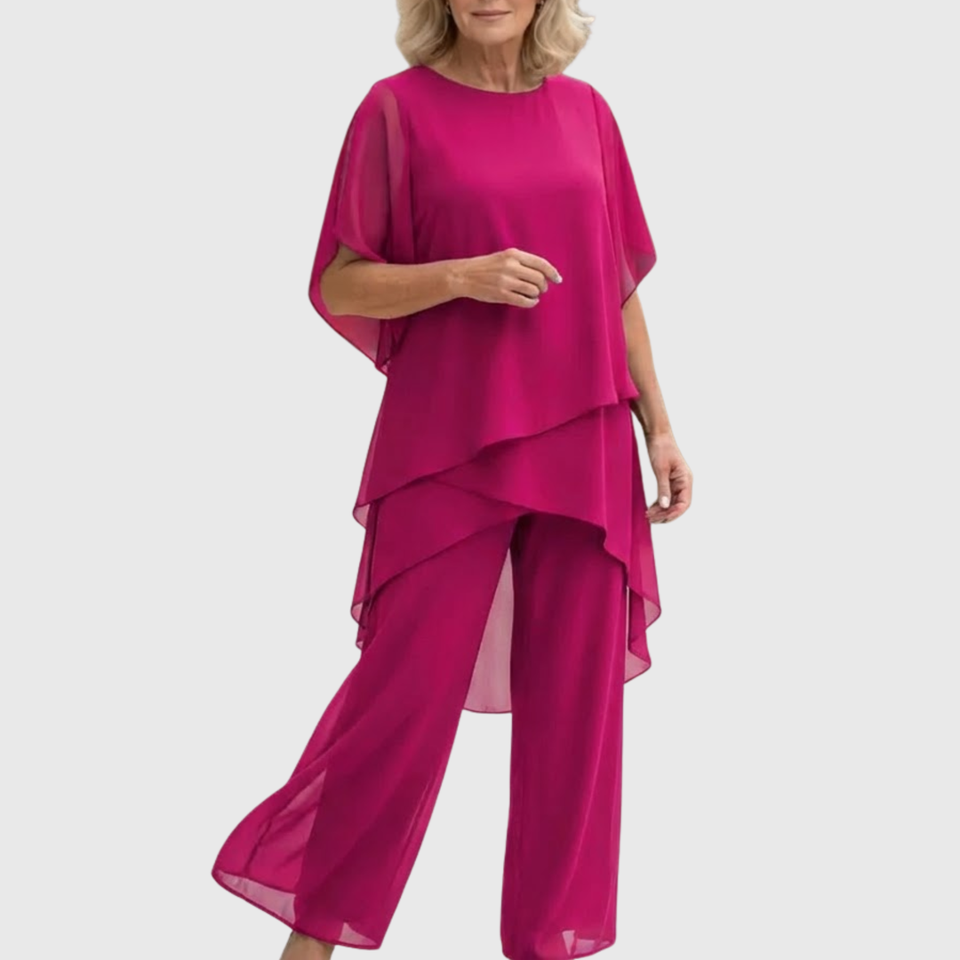 Keelin | Suit with Draped Palazzo Pants
