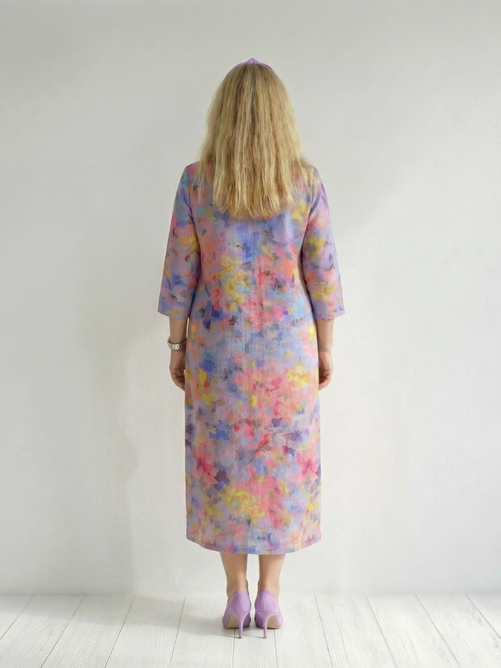 Zinnia | Abstract Floral Midi Dress