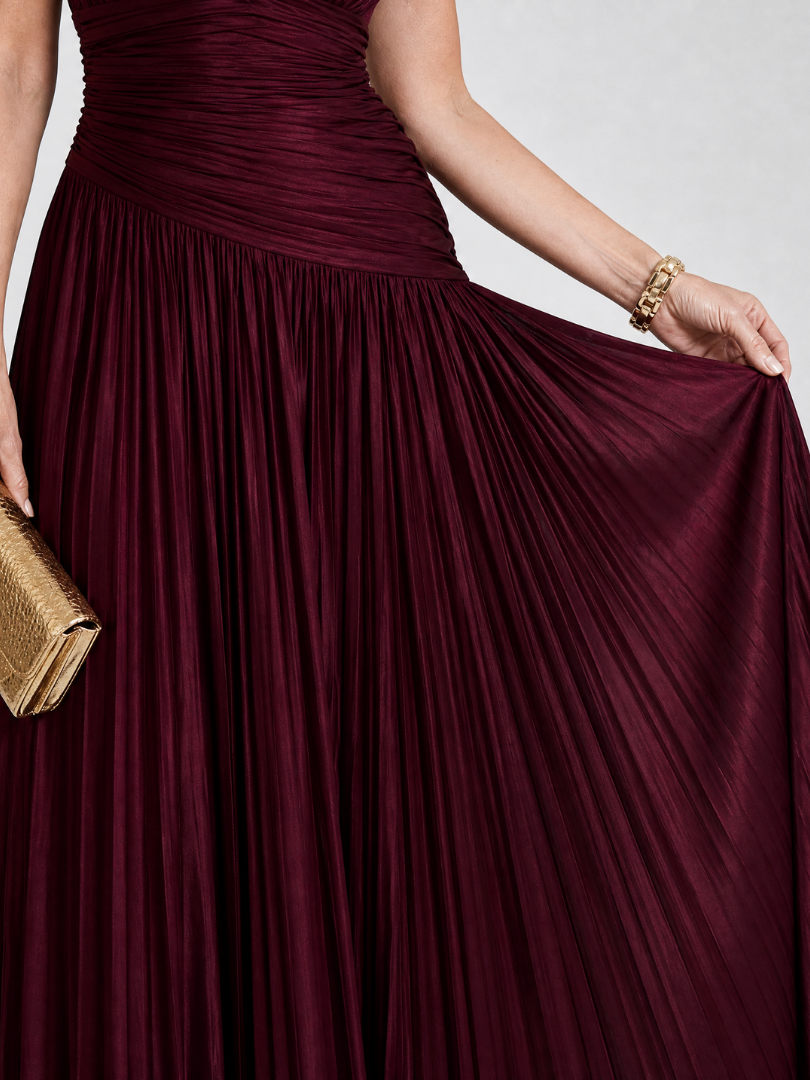 Aurora | Pleated V-Neck Midi Dress