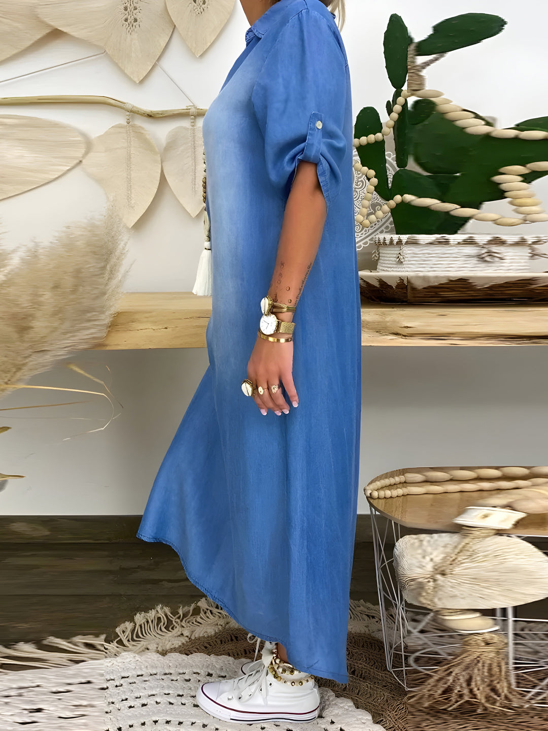 Goldie | Chic Denim Maxi Dress