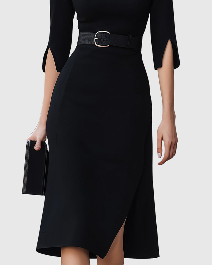 Zaya | Classic Black Midi Dress