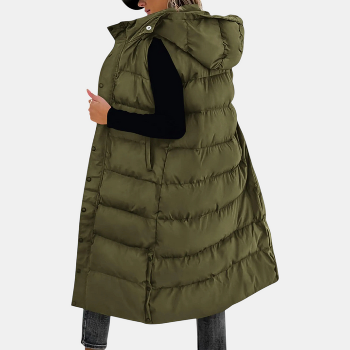 Viola – Quilted Hooded Maxi Puffer Vest