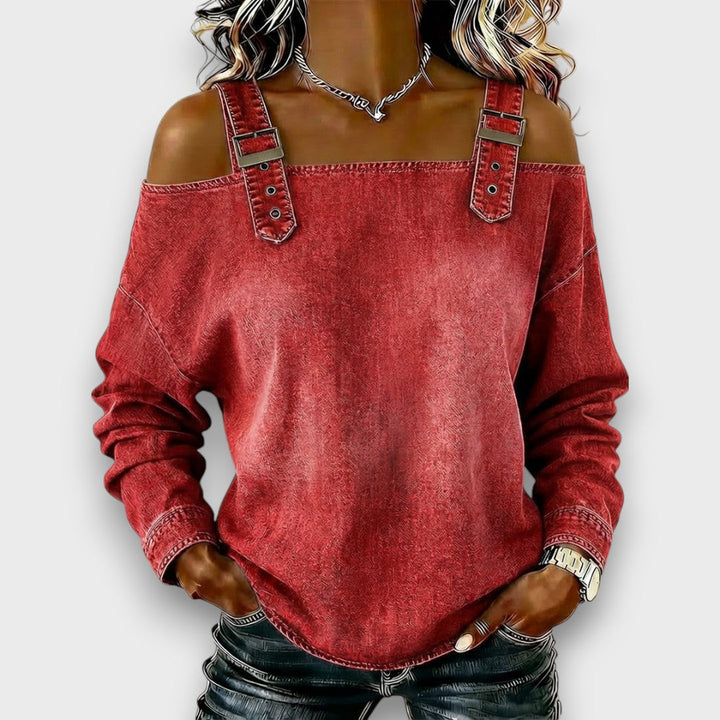 Grace | Off-Shoulder Denim Top