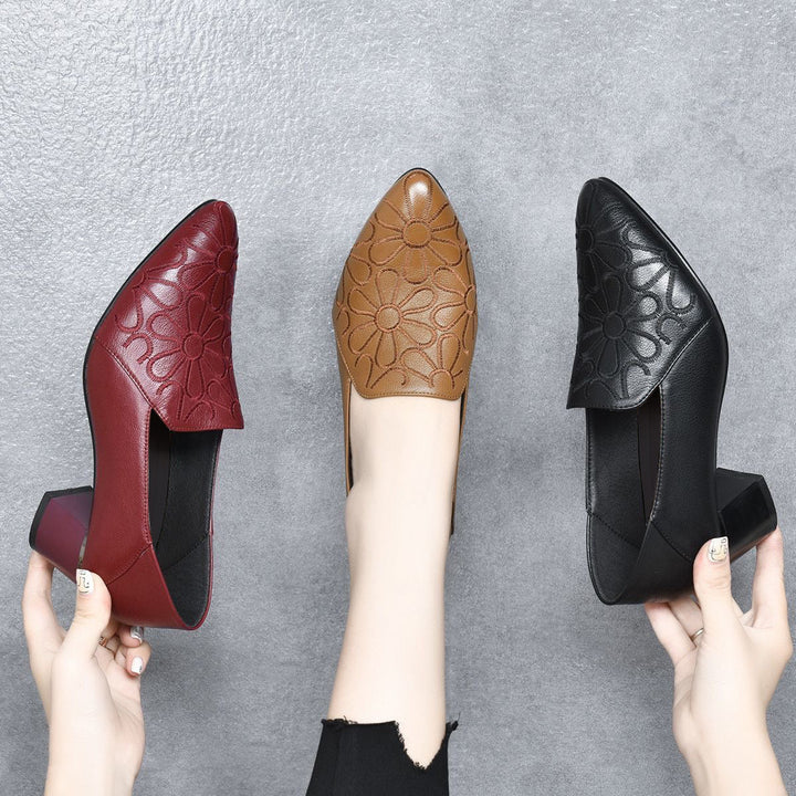 Audrina | Soft Leather Embroidered Pumps