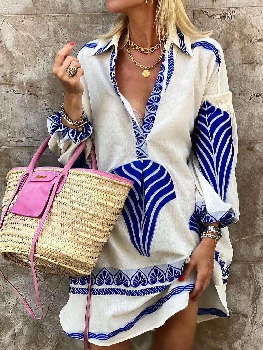 Maven | Tropical Look Simple Unique Print Holiday Mini Dress