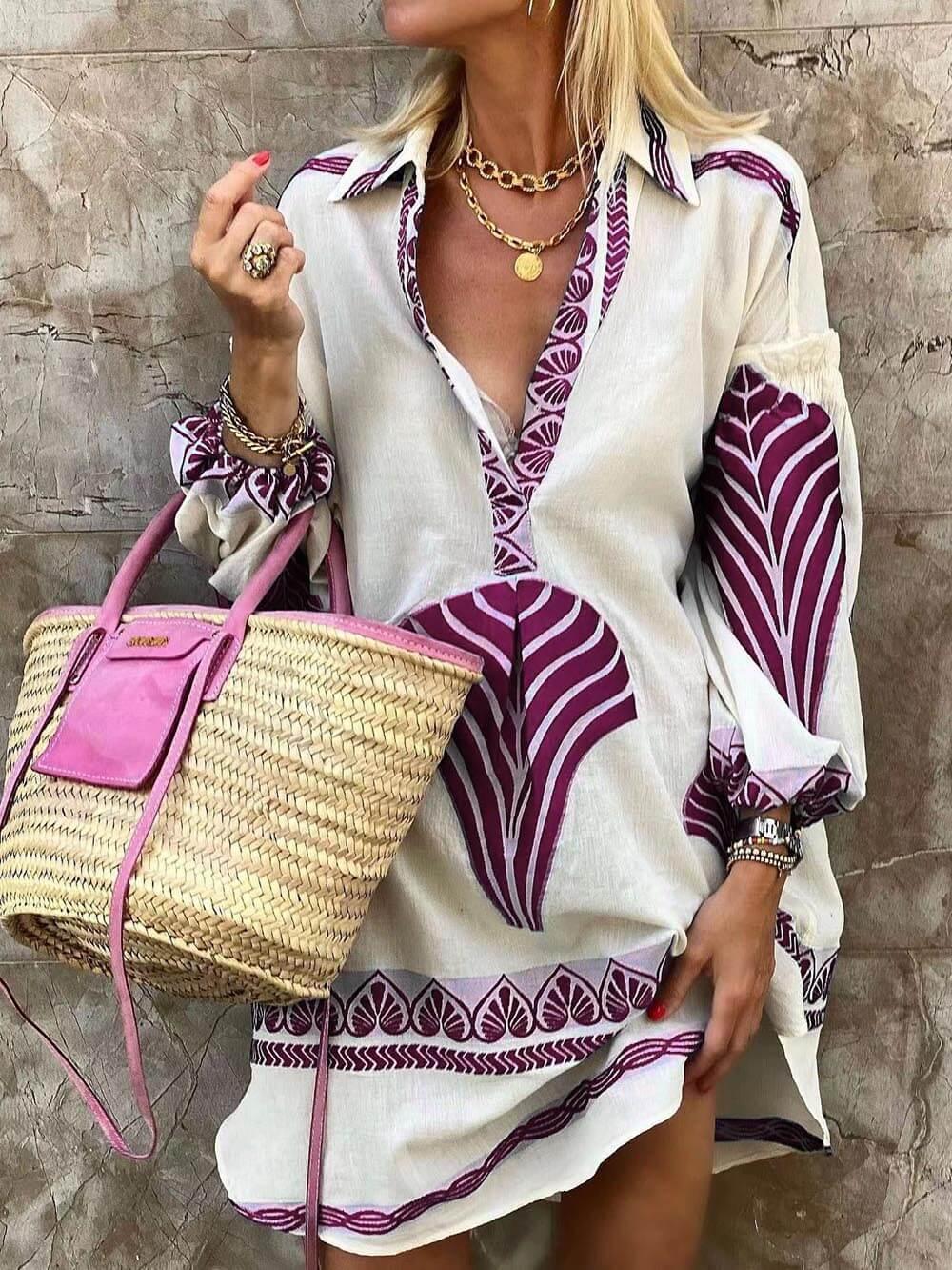 Maven | Tropical Look Simple Unique Print Holiday Mini Dress
