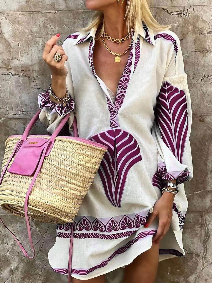 Maven | Tropical Look Simple Unique Print Holiday Mini Dress