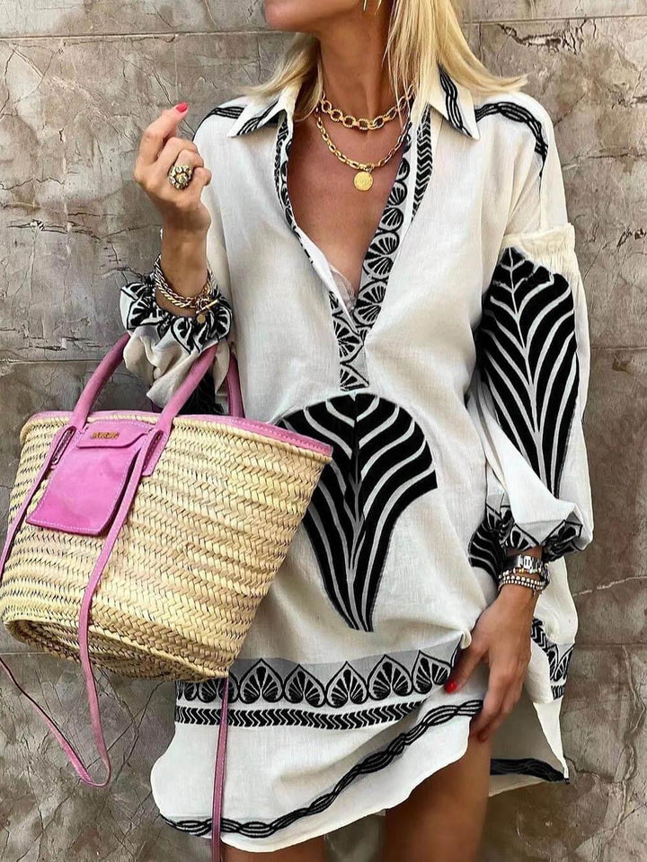 Maven | Tropical Look Simple Unique Print Holiday Mini Dress