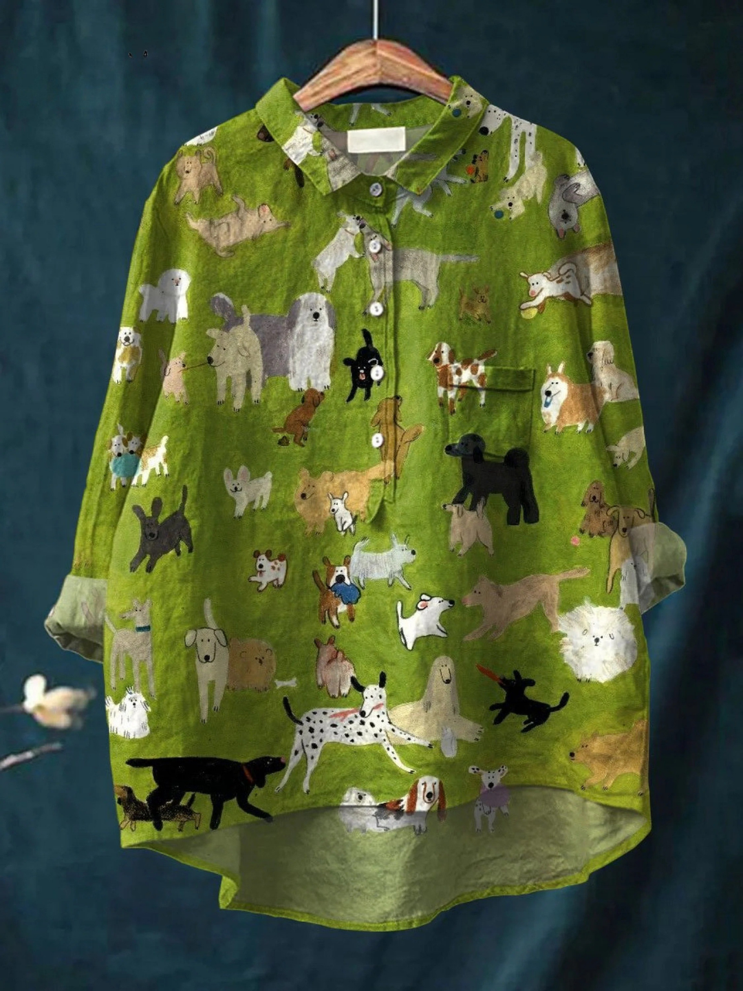Kanan | Women's Cute Dog Art Print Casual Shirt