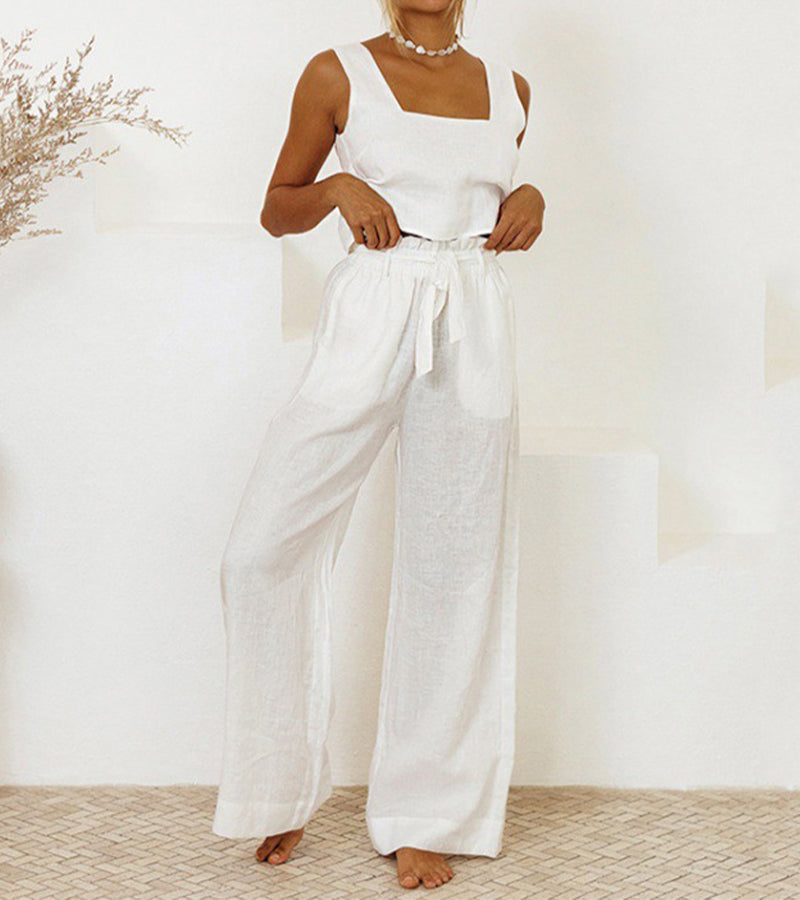 Cara | Minimalist Top Set and Wide Leg Pants