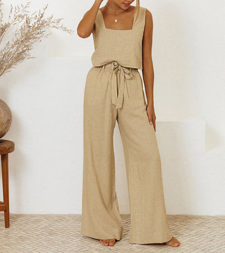 Cara | Minimalist Top Set and Wide Leg Pants