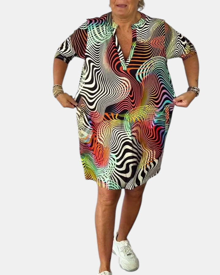 Celine | Colorful V-Neck Dress