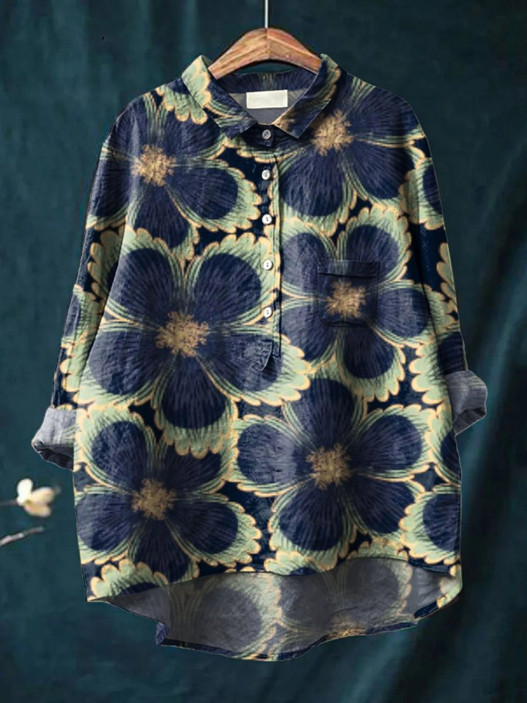 Monique | Women's Vintage Floral Art Print Casual Shirt
