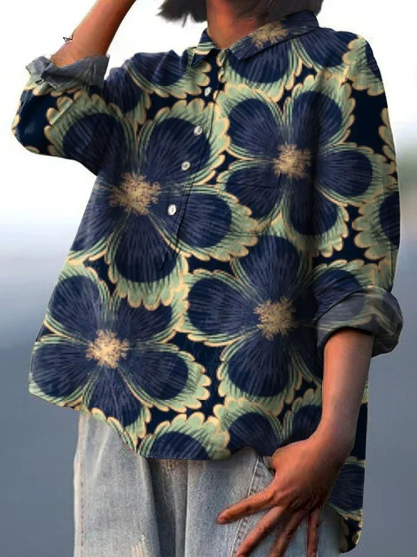 Monique | Women's Vintage Floral Art Print Casual Shirt
