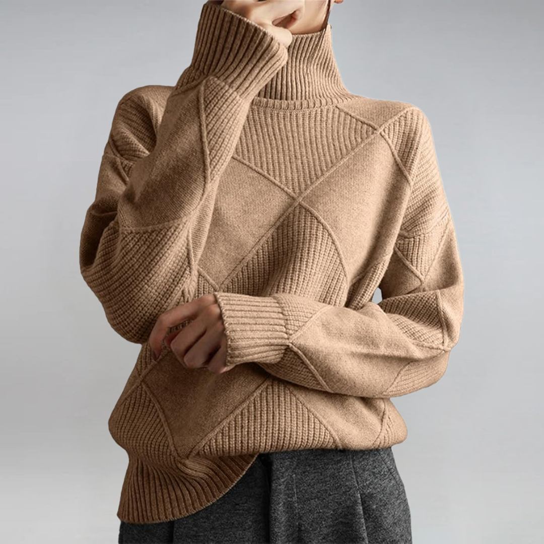 Bernice – Turtleneck Geometric Knit Sweater