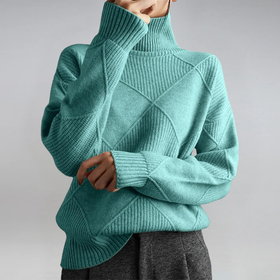 Bernice – Turtleneck Geometric Knit Sweater