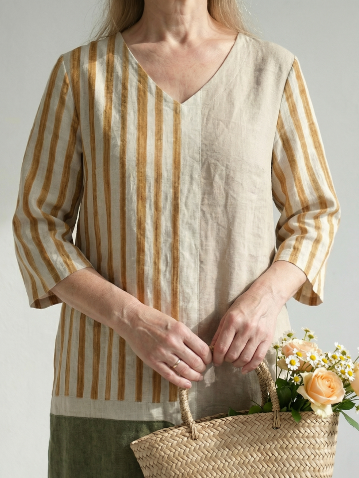 Penny | Light Mixed Stripe Midi Dress