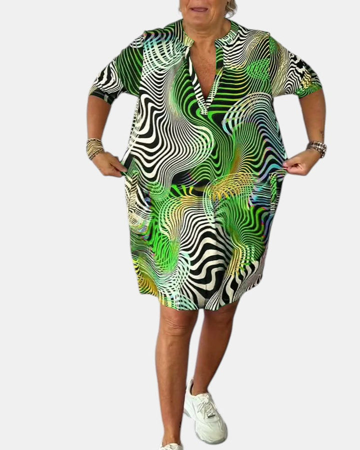 Celine | Colorful V-Neck Dress