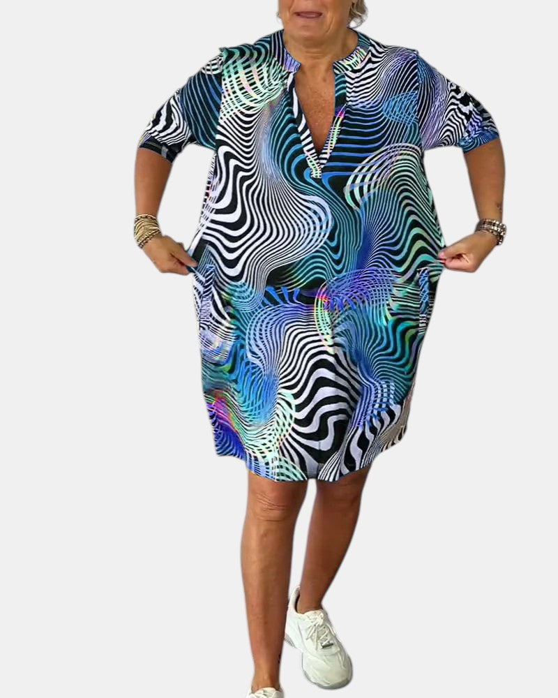 Celine | Colorful V-Neck Dress