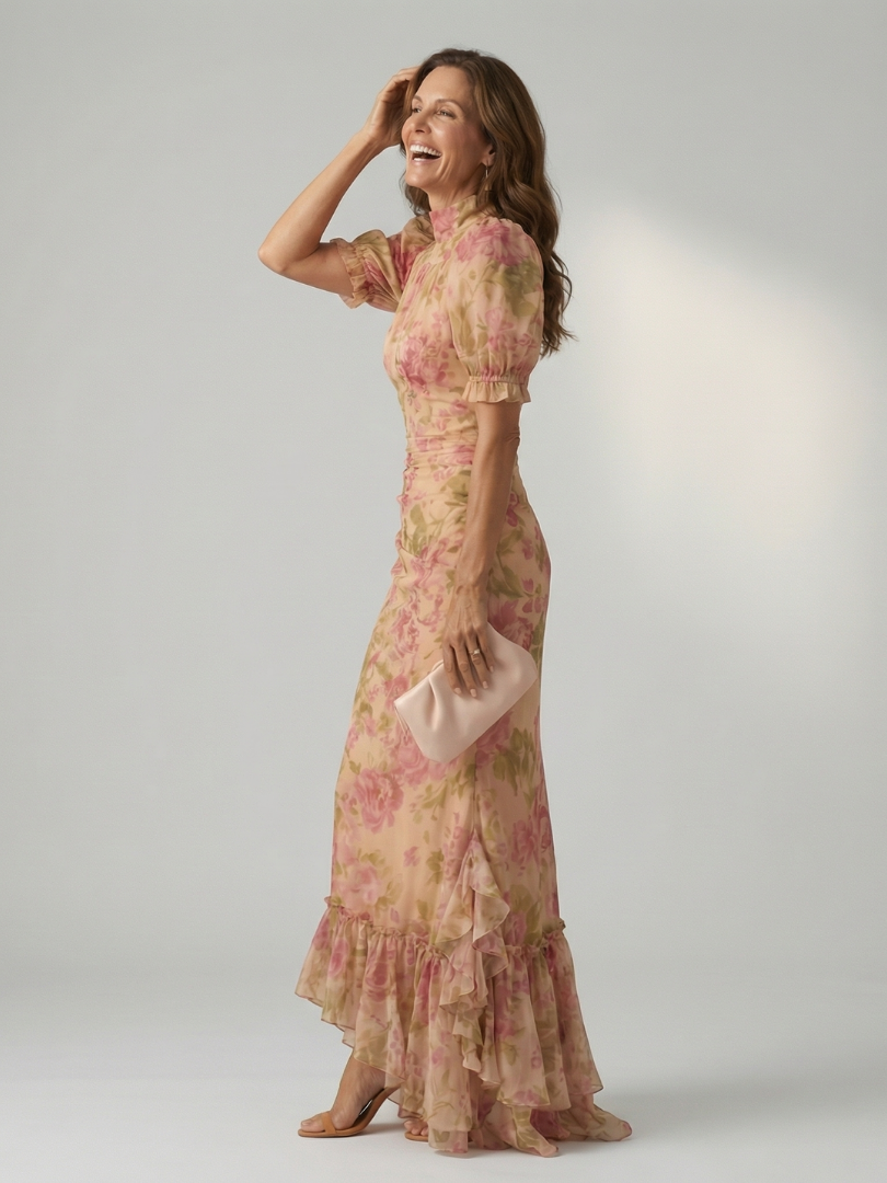 Leni | Gentle High Neck Maxi Dress