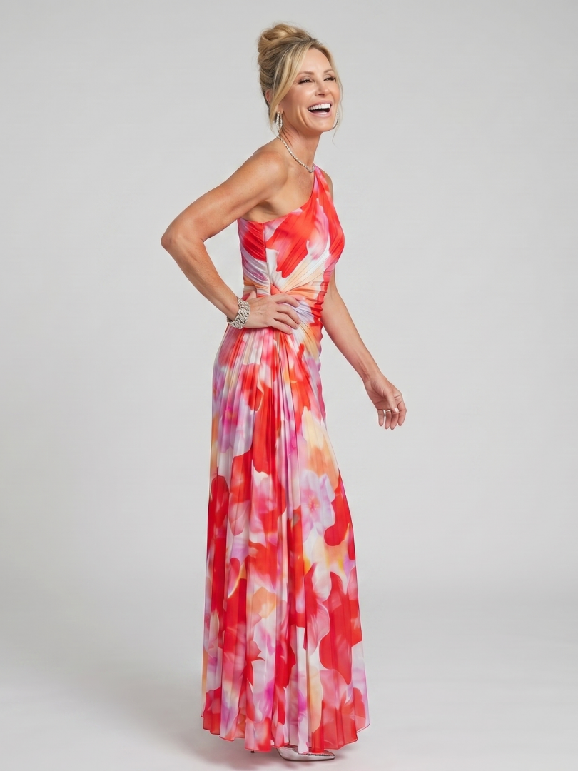 Elizabeth | One-Shoulder Pleated Midi Dress