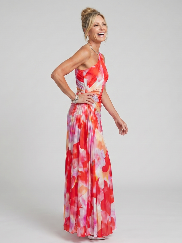 Elizabeth | One-Shoulder Pleated Midi Dress
