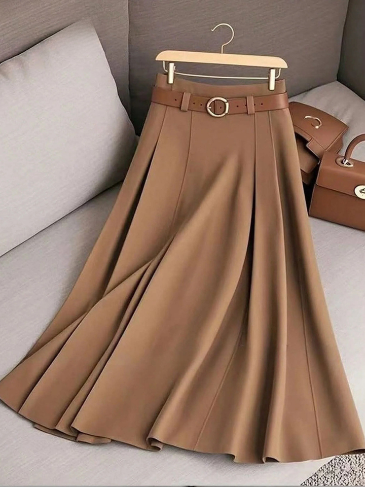Mariah | Solid Color High Waist a-Line Casual Skirt