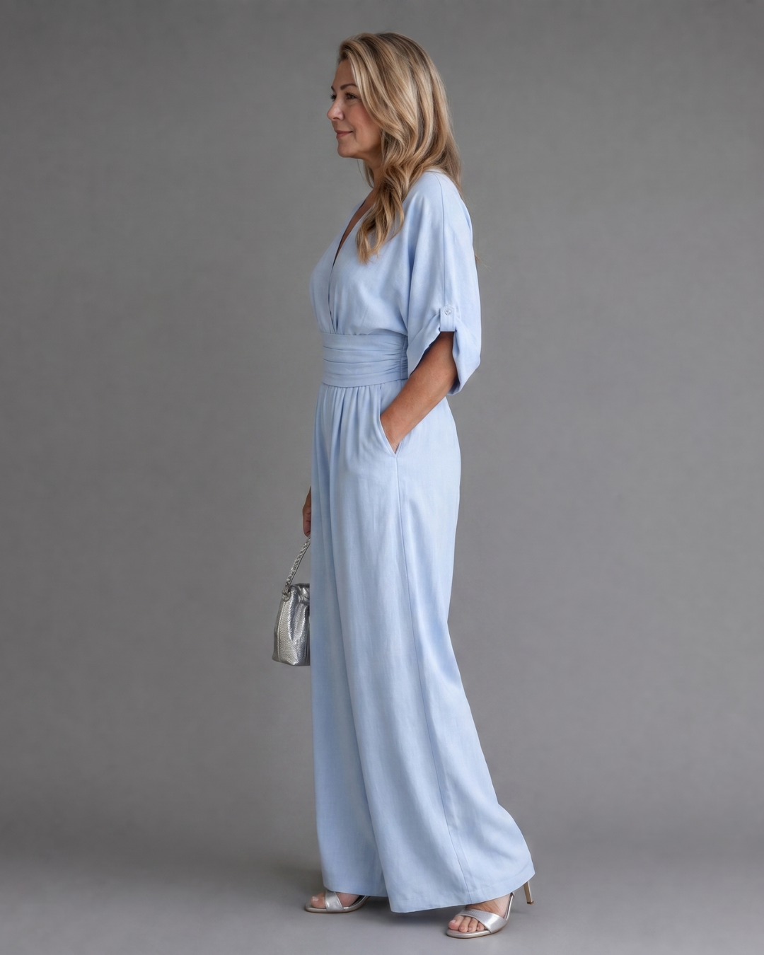 Carmen | Draped V-Neck Wide-Leg Jumpsuit