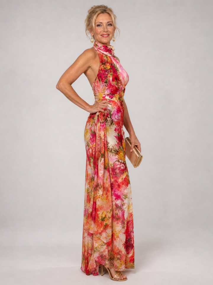 Ella | Halter Floral Print Maxi Dress