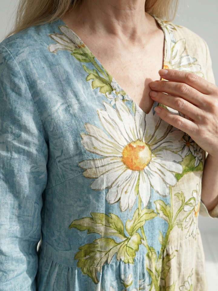 Jennifer | Light Daisy Midi Dress