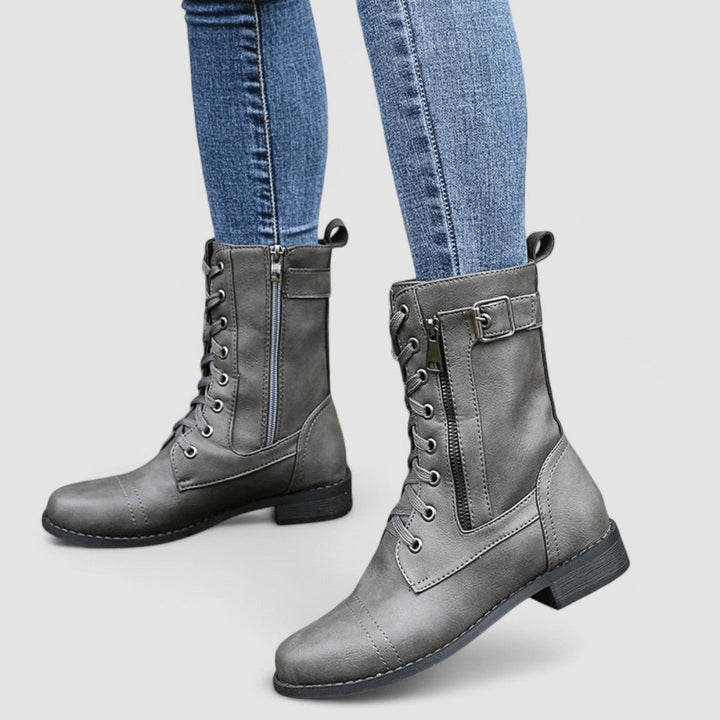 Cheryl – Lace-Up Combat Ankle Boots