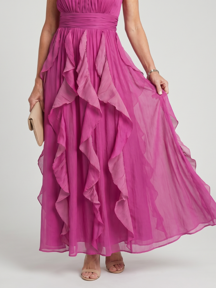Chloe | High Neck Ruffle Maxi Dress