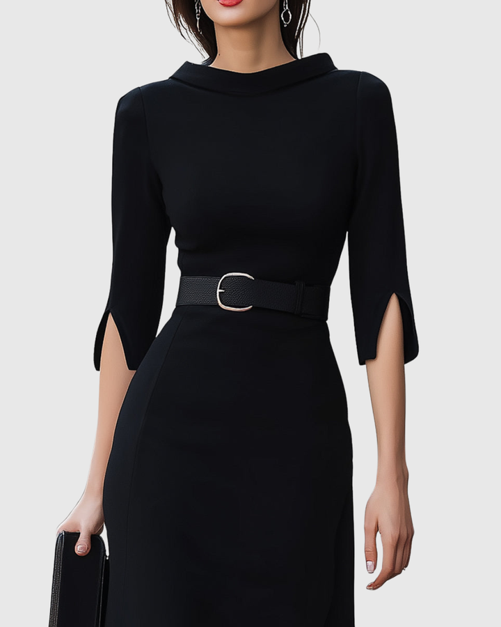 Zaya | Classic Black Midi Dress