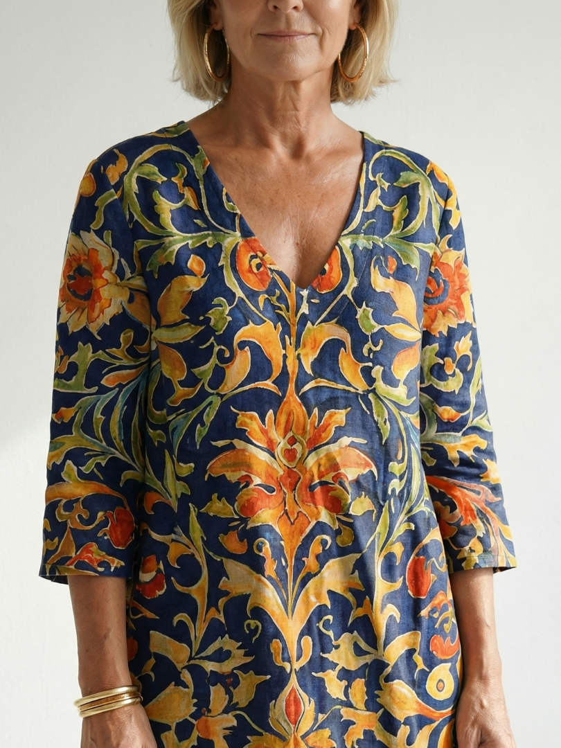 Stevie | Clean Ornate Floral Midi Dress